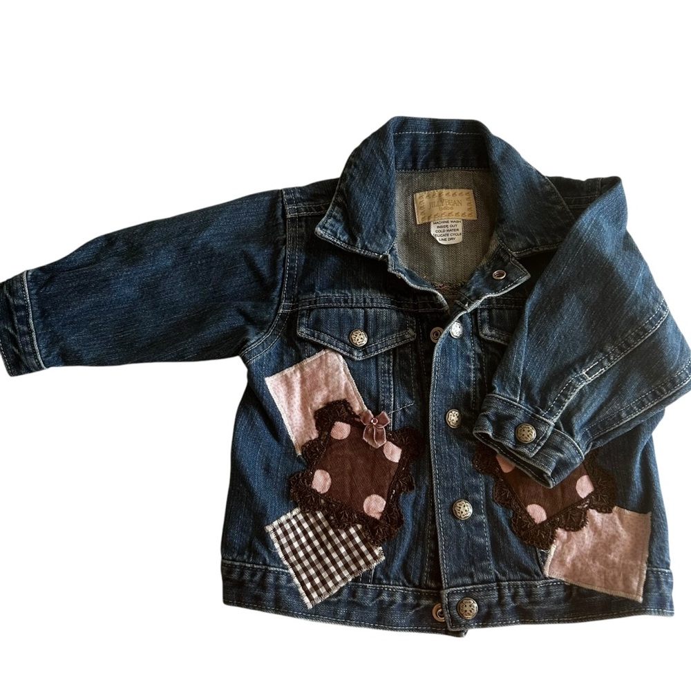 OSHKOSH jillybean Bebe baby girl blue denim patchwork jacket size 18 months - Picture 9 of 13